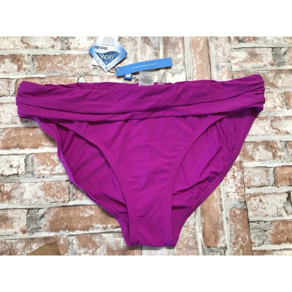 BLEU Rod Beattie Bikini Bottom Womens Fold Over Swim Wave Runner Purple $53 sz12